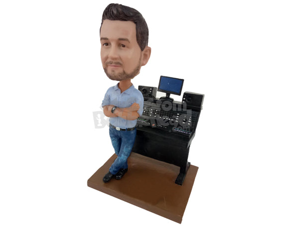 Custom Bobblehead Male Recording Studio Director Wearing Shirt And Jeans - Careers & Professionals Musicians Personalized Bobblehead & Cake Topper Custom Bobblehead Male Recording Studio Director Wearing Shirt And Jeans - Careers & Professionals Musicians Personalized Bobblehead & Cake Topper